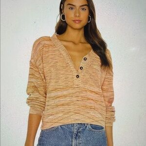 Free People Mercury Space-Dye NWT Cotton Sweater 
Dried Roses Combo